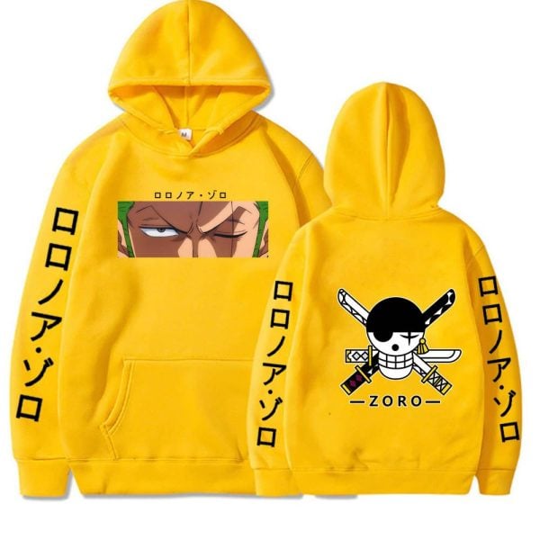 Roronoa Zoro Hoodie – Staredown Design with Jolly Roger Backprint