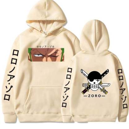 Roronoa Zoro Hoodie – Staredown Design with Jolly Roger Backprint