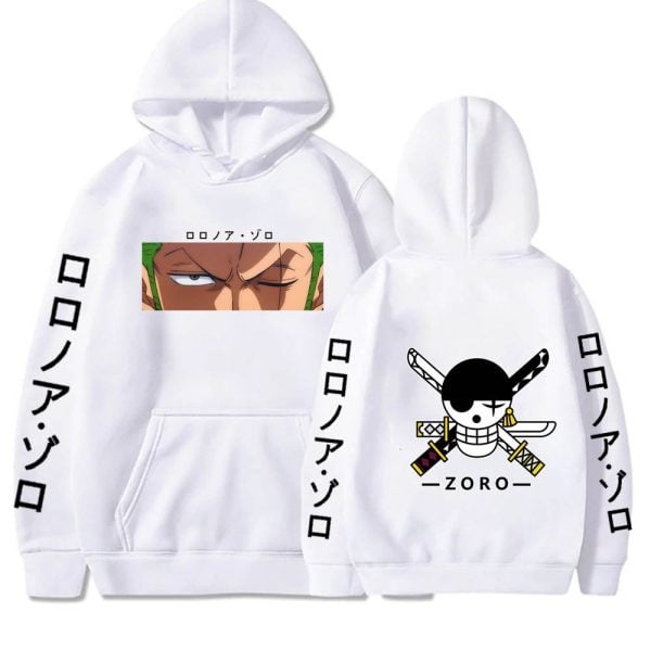 Roronoa Zoro Hoodie – Staredown Design with Jolly Roger Backprint