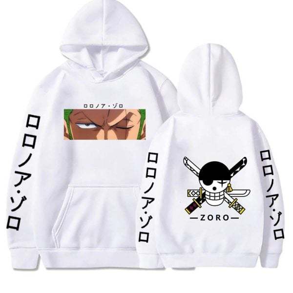 Roronoa Zoro Hoodie – Staredown Design with Jolly Roger Backprint