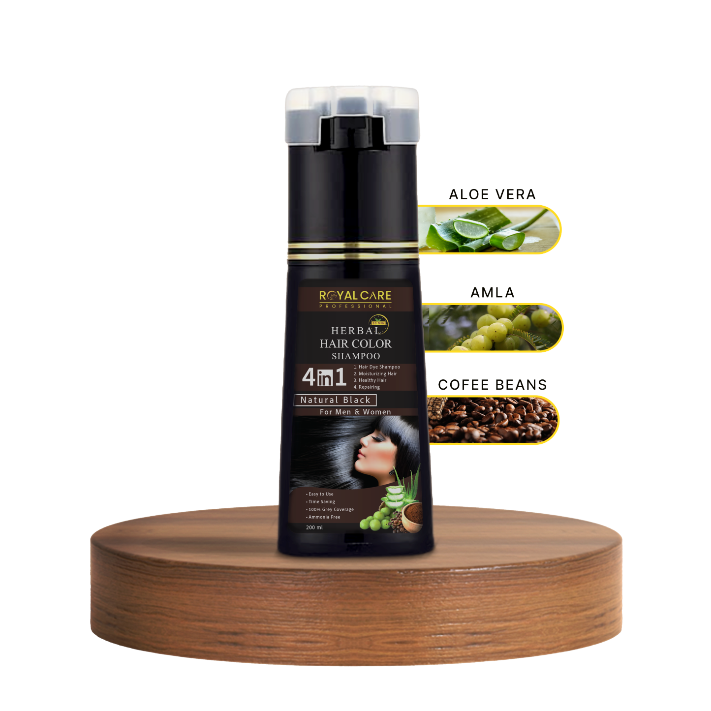 4 IN 1 Hair Coloring Shampoo – Natural Black