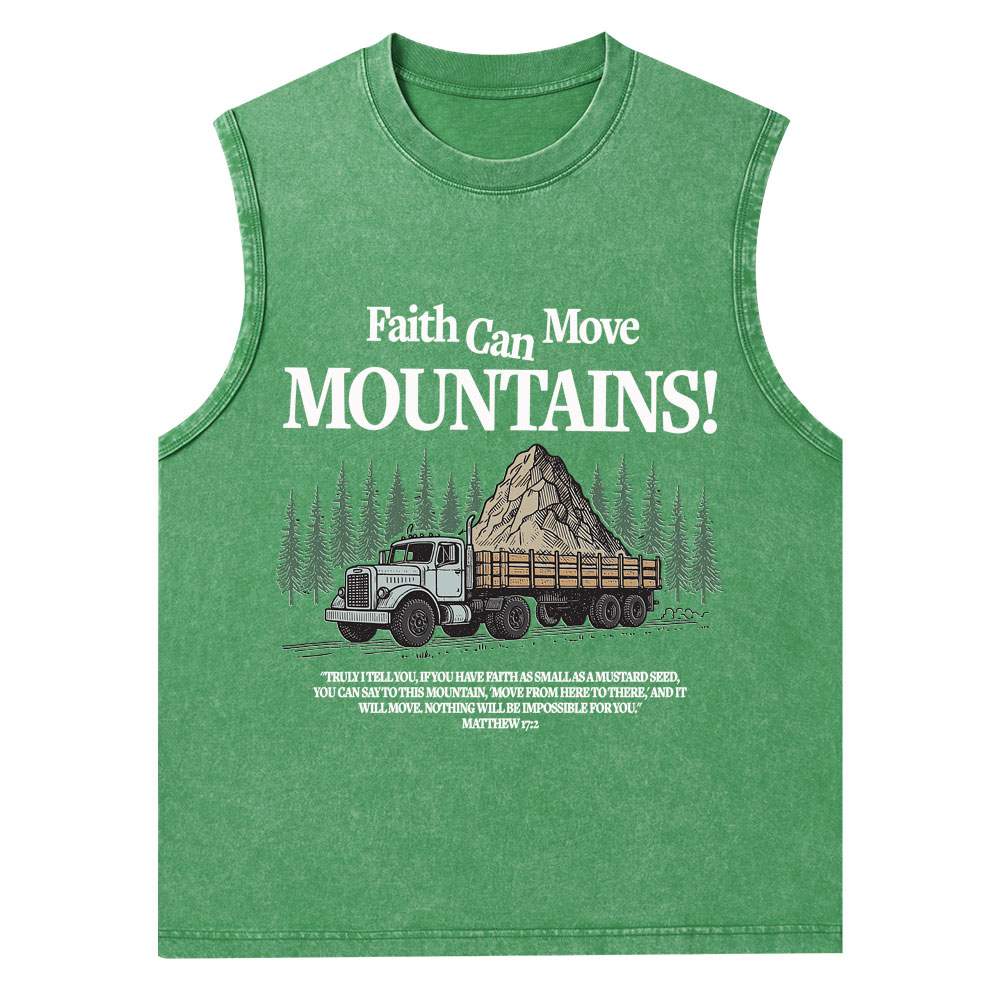 Faith Can Move Mountains Christian Washed Tank Top