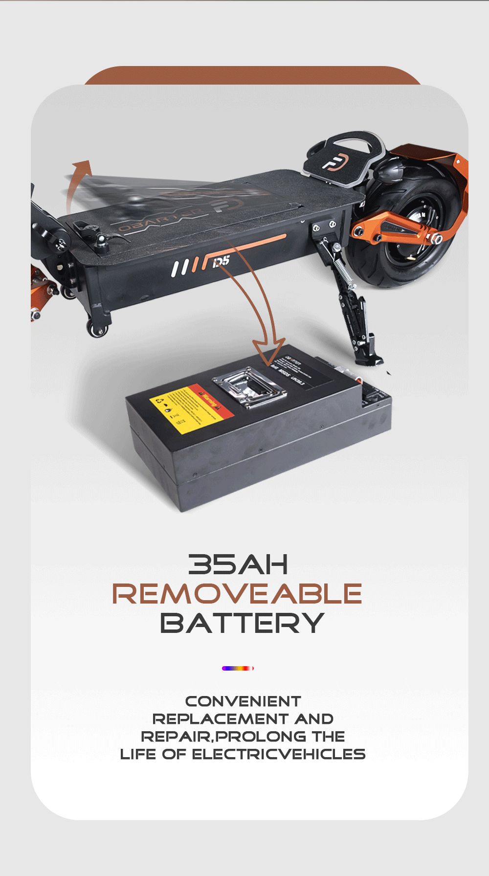 OBARTER D5 Electric Scooter 12 inch Vacuum Tire 2*2500W Motor Removable 35Ah Battery for 60-120km Super Range