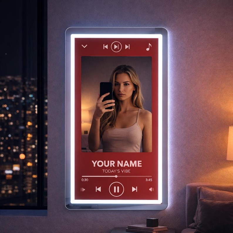 Music Player Style Mirror Neon Sign