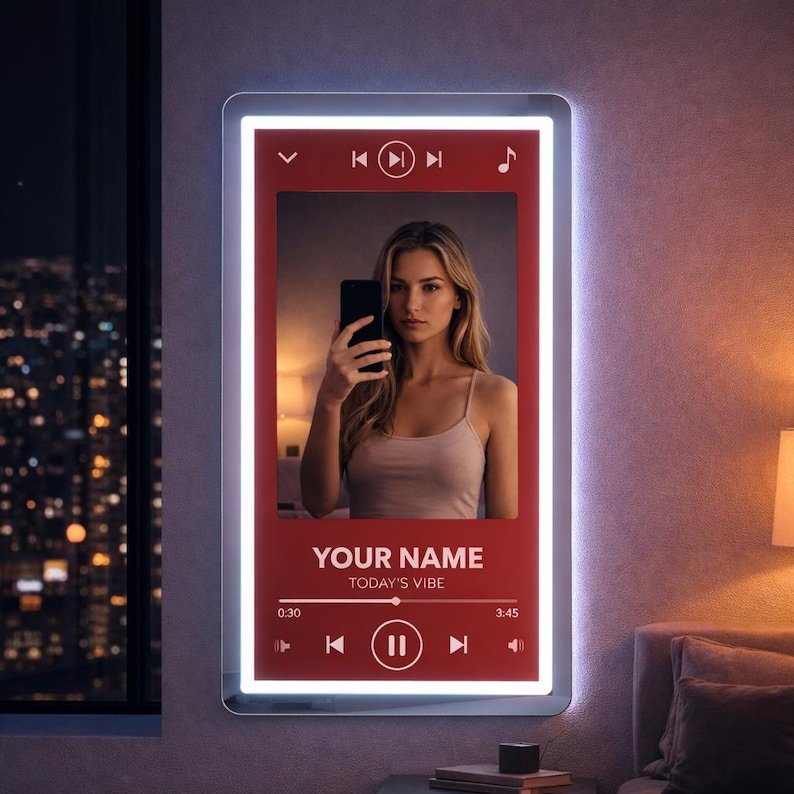 Music Player Style Mirror Neon Sign