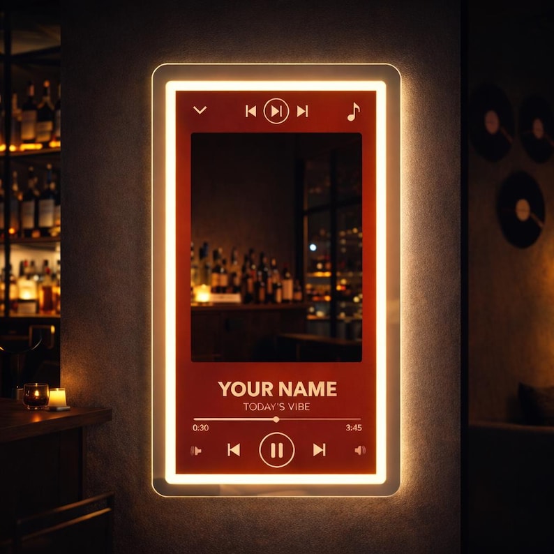 Music Player Style Mirror Neon Sign