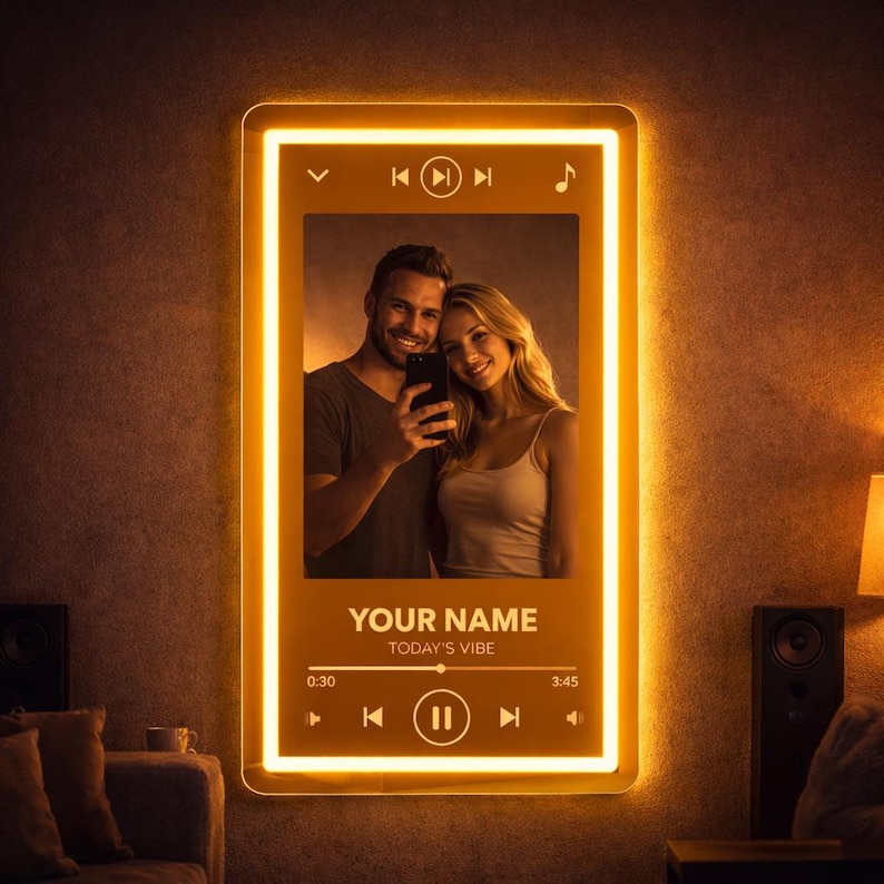 Music Player Style Mirror Neon Sign