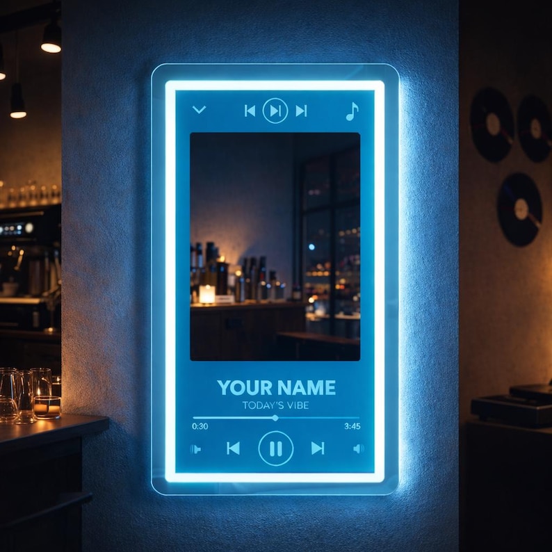 Music Player Style Mirror Neon Sign