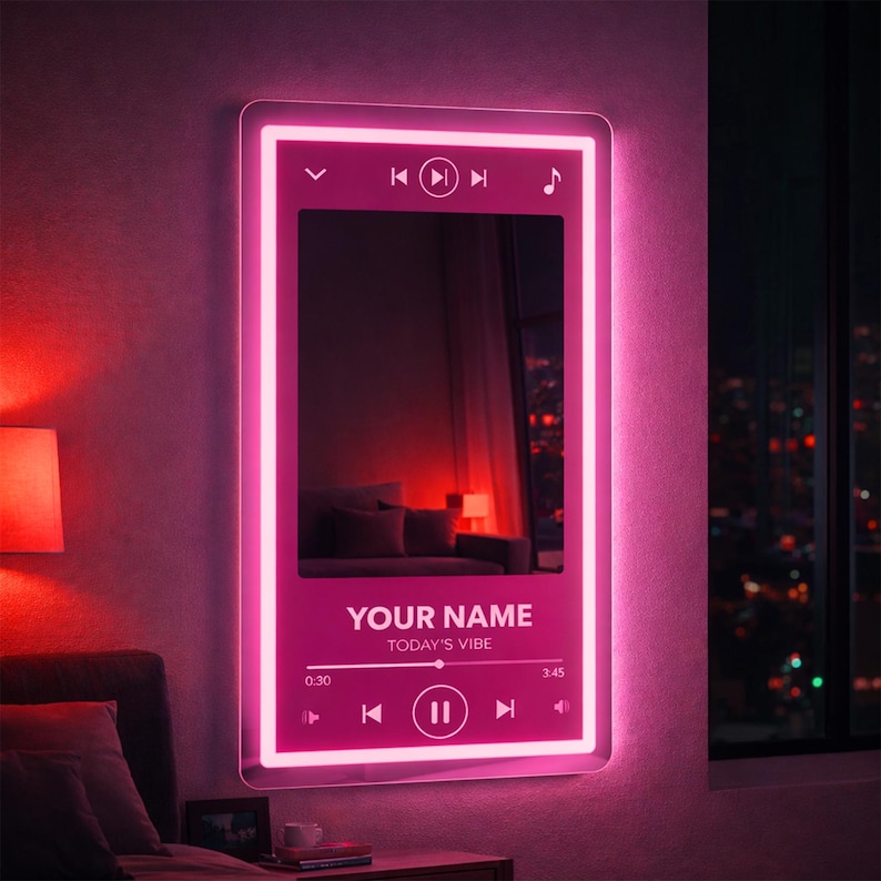 Music Player Style Mirror Neon Sign
