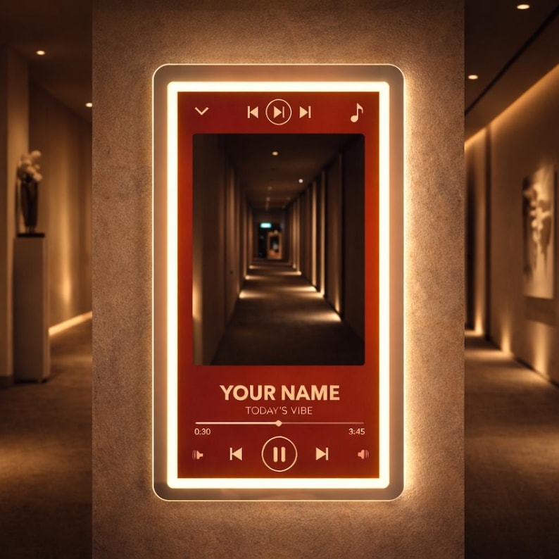 Music Player Style Mirror Neon Sign