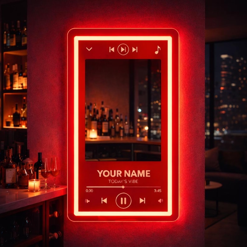 Music Player Style Mirror Neon Sign