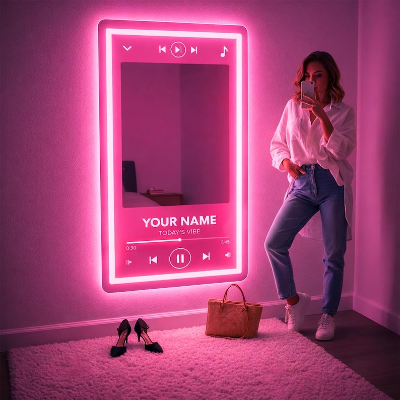 Music Player Style Mirror Neon Sign