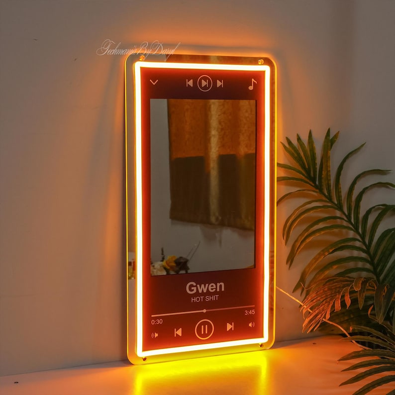 Music Player Style Mirror Neon Sign