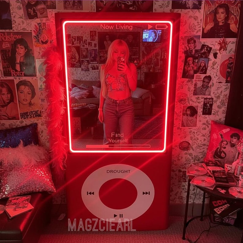 MP3 Player Mirror Neon Sign