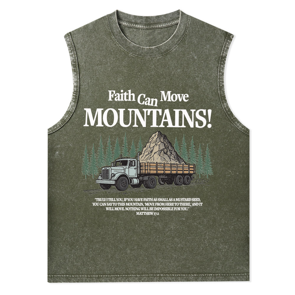 Faith Can Move Mountains Christian Washed Tank Top