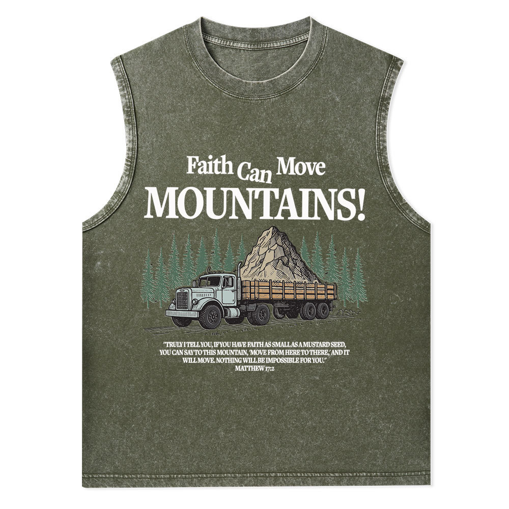 Faith Can Move Mountains Christian Washed Tank Top