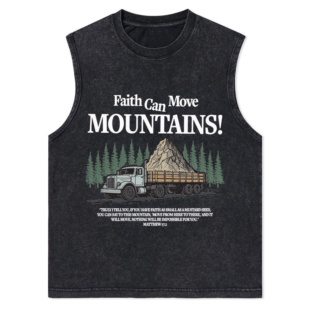 Faith Can Move Mountains Christian Washed Tank Top