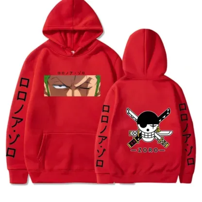 Roronoa Zoro Hoodie – Staredown Design with Jolly Roger Backprint