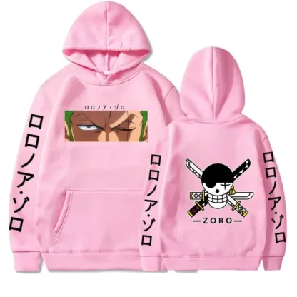 Roronoa Zoro Hoodie – Staredown Design with Jolly Roger Backprint