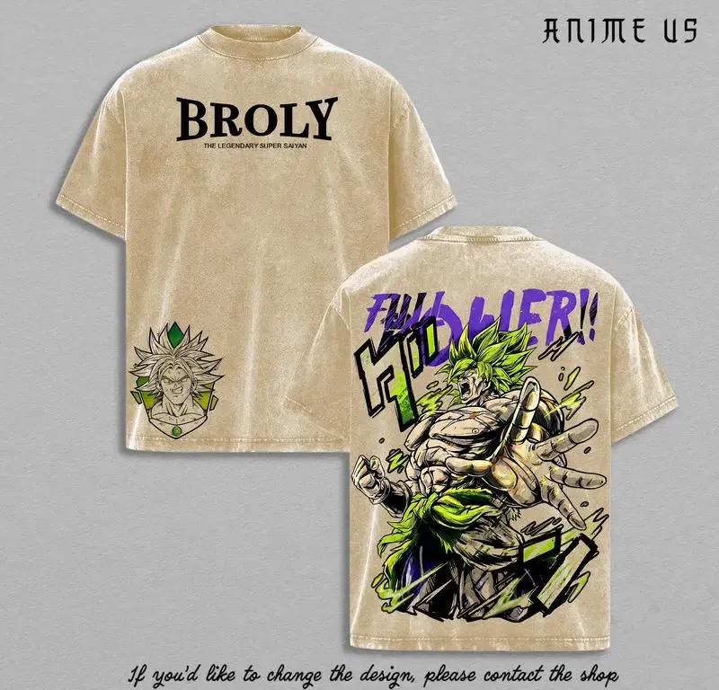 Broly The Legendary T-Shirt Anime Vintage Washed Graphic Tee DBZ Streetwear Heavy Cotton Shirt for Anime Fans Men Women Gym Pump Cover