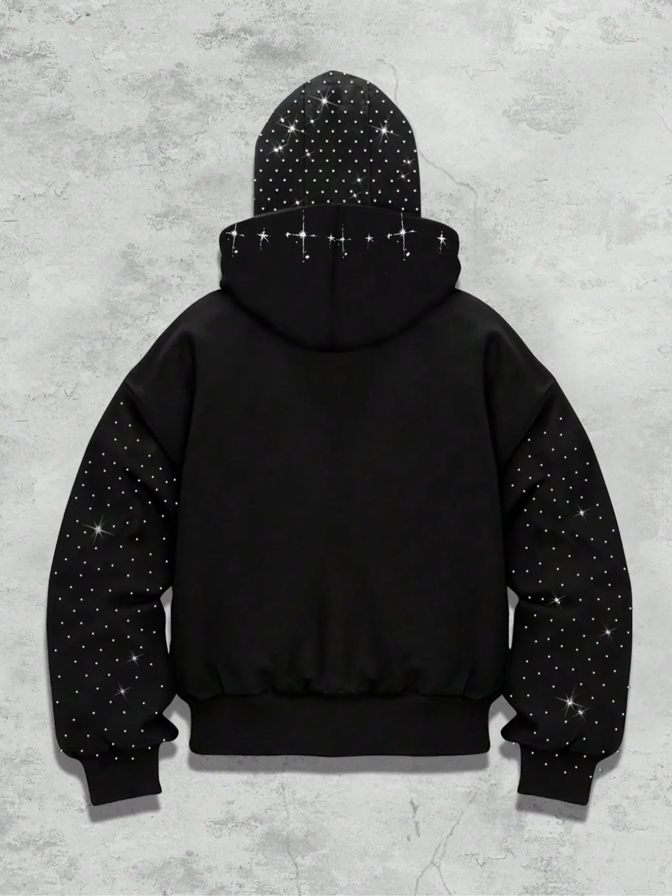  Graphic hoodies, sleeve hat hot rhinestone, sparkling starry sky unisex hoodie European and American street jacket, autumn and winter plus velvet hoodie Instagram style