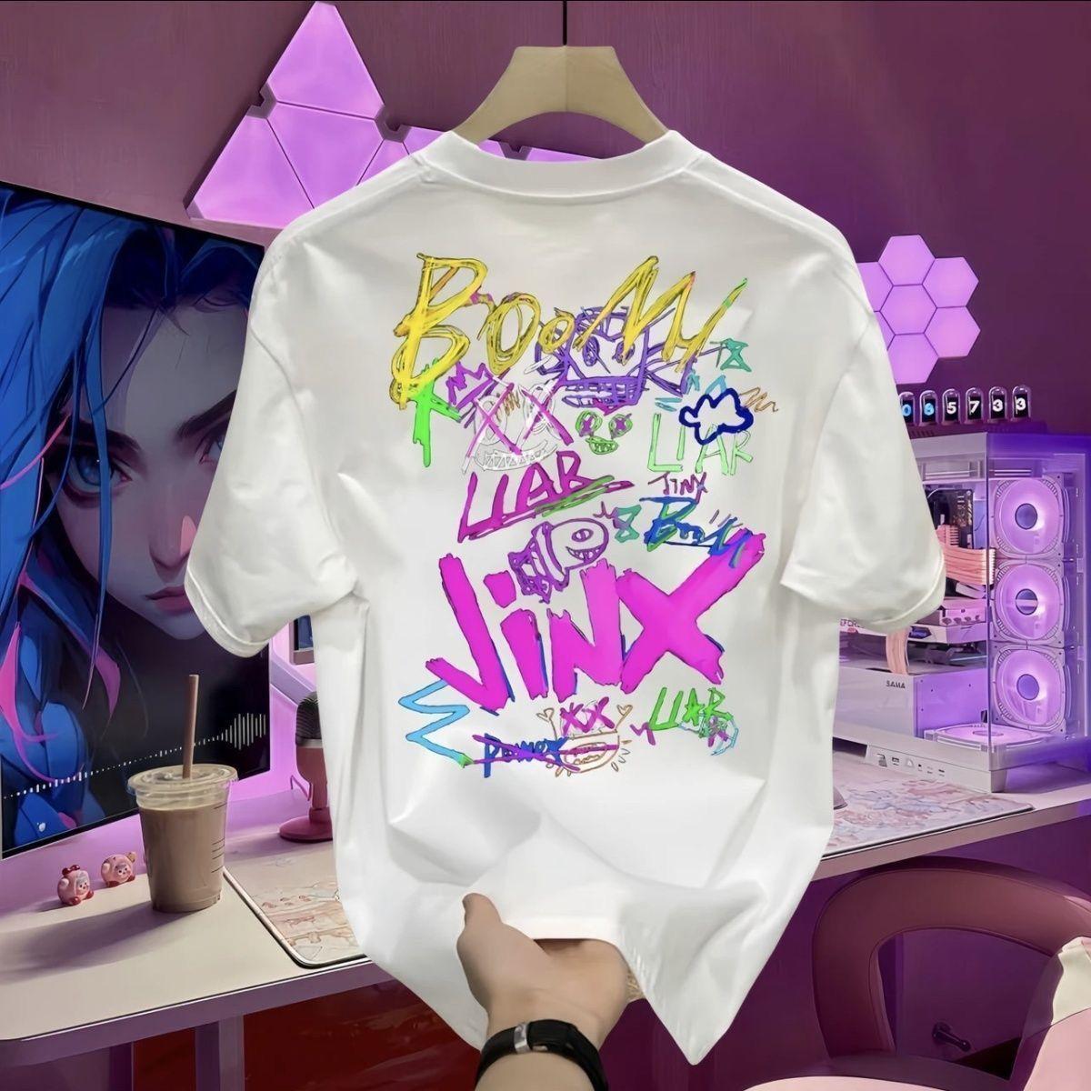 2026 new personalized graffiti high street printedT-shirt, women's large size short sleeve, loose,suitable for all seasons, couple style