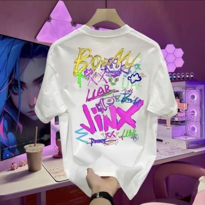 2026 new personalized graffiti high street printedT-shirt, women's large size short sleeve, loose,suitable for all seasons, couple style