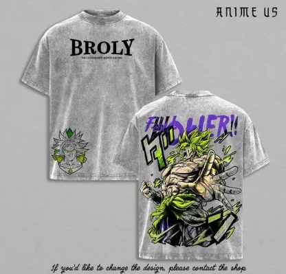 Broly The Legendary T-Shirt Anime Vintage Washed Graphic Tee DBZ Streetwear Heavy Cotton Shirt for Anime Fans Men Women Gym Pump Cover