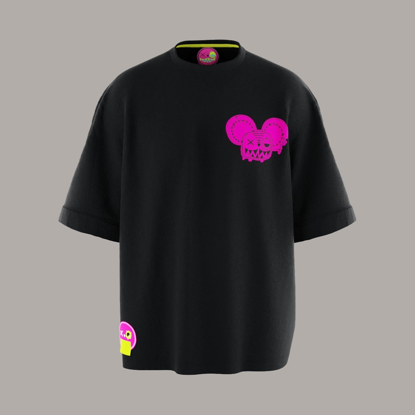 OVERSIZED BLACK BASIC NOTHING BASIC PINK T-SHIRT!