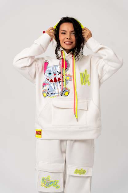 NEON ROYALTY HOODIE WHITE