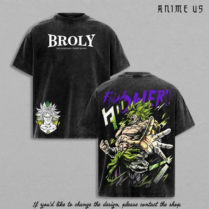 Broly The Legendary T-Shirt Anime Vintage Washed Graphic Tee DBZ Streetwear Heavy Cotton Shirt for Anime Fans Men Women Gym Pump Cover