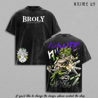 Broly The Legendary T-Shirt Anime Vintage Washed Graphic Tee DBZ Streetwear Heavy Cotton Shirt for Anime Fans Men Women Gym Pump Cover