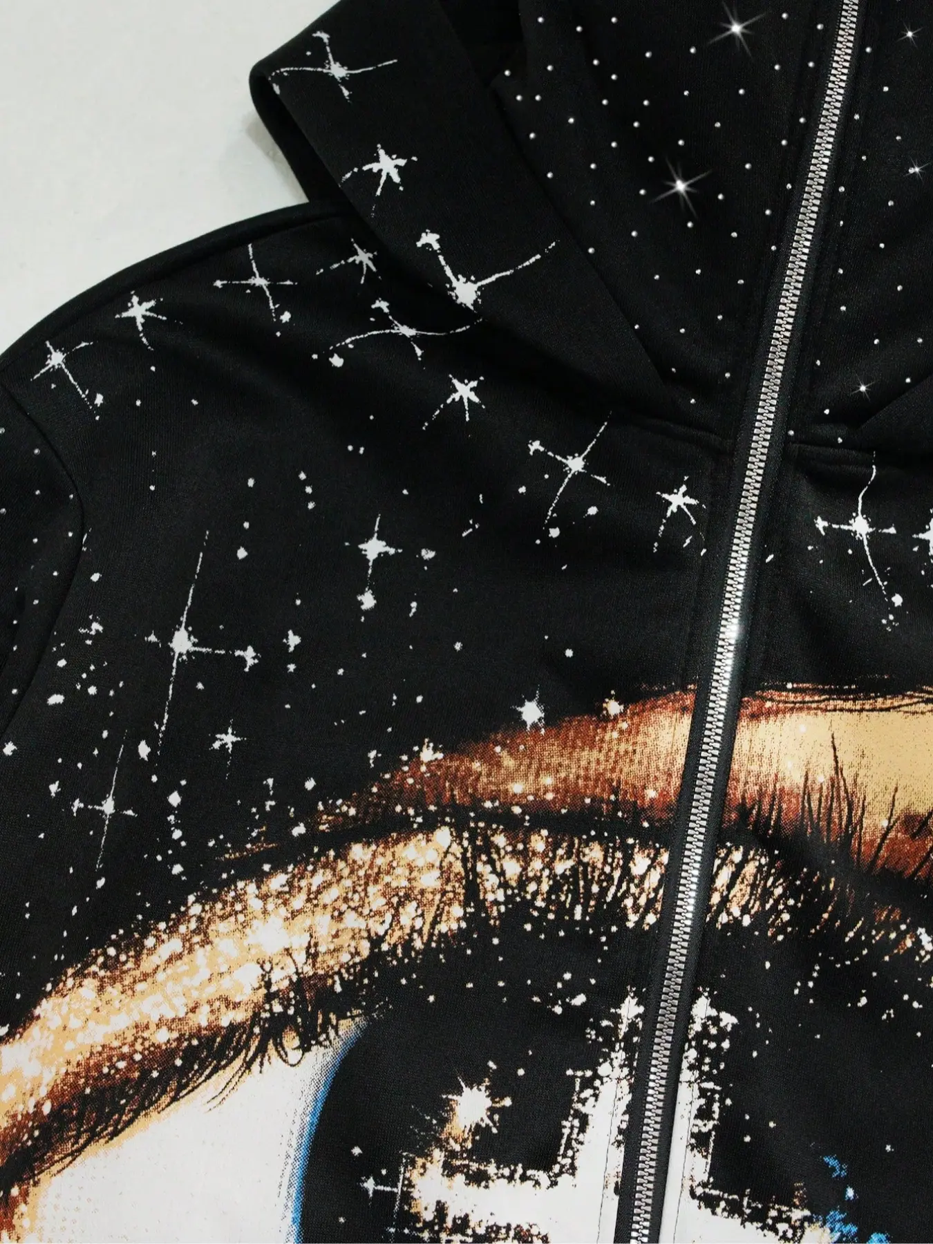  Graphic hoodies, sleeve hat hot rhinestone, sparkling starry sky unisex hoodie European and American street jacket, autumn and winter plus velvet hoodie Instagram style
