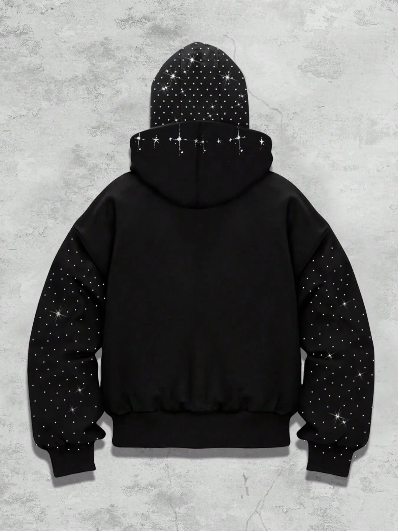  Graphic hoodies, sleeve hat hot rhinestone, sparkling starry sky unisex hoodie European and American street jacket, autumn and winter plus velvet hoodie Instagram style