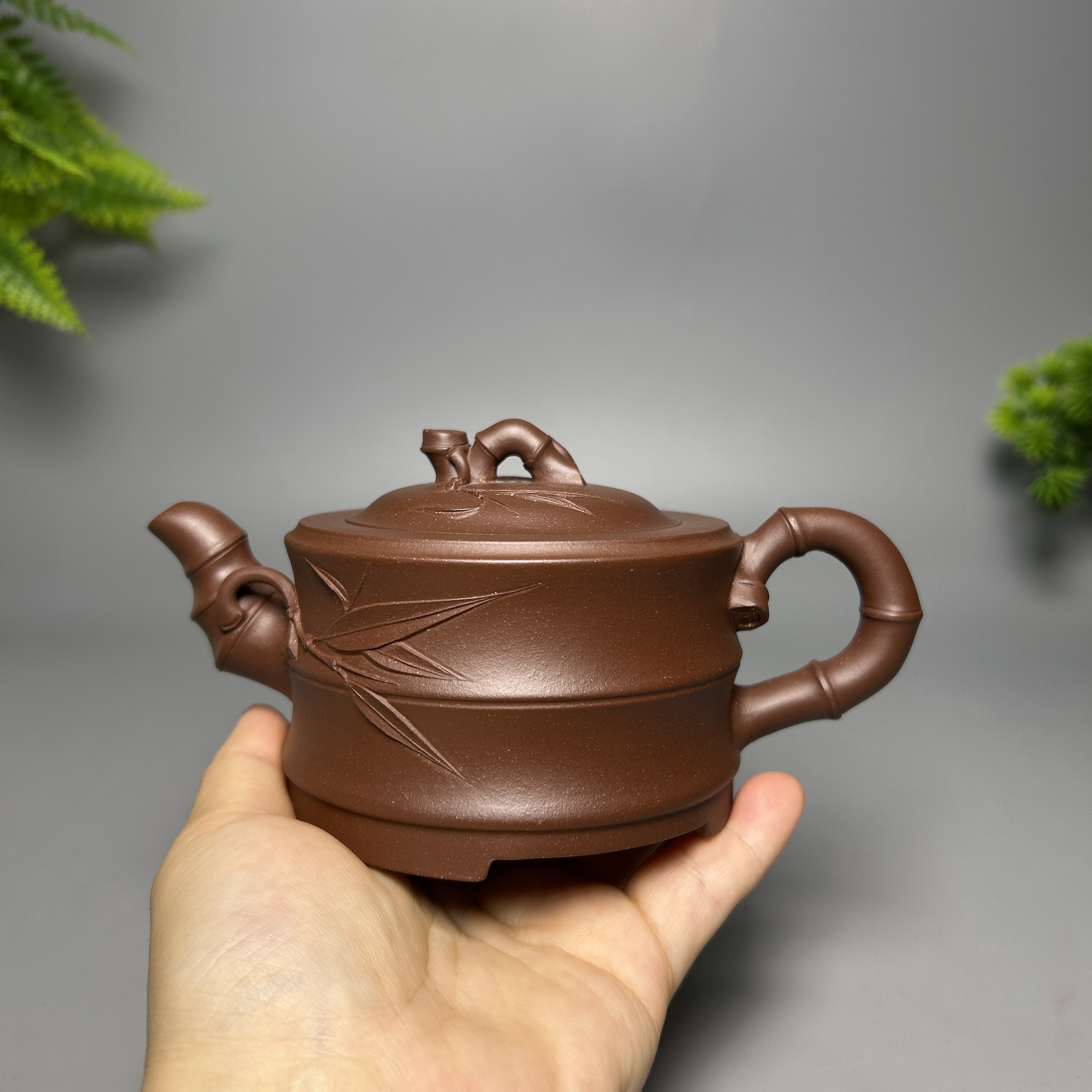 Bamboo Section Teapot - 200CC Yixing Ziqie Clay, Handcrafted Floral-Style Gongfu Tea Pot