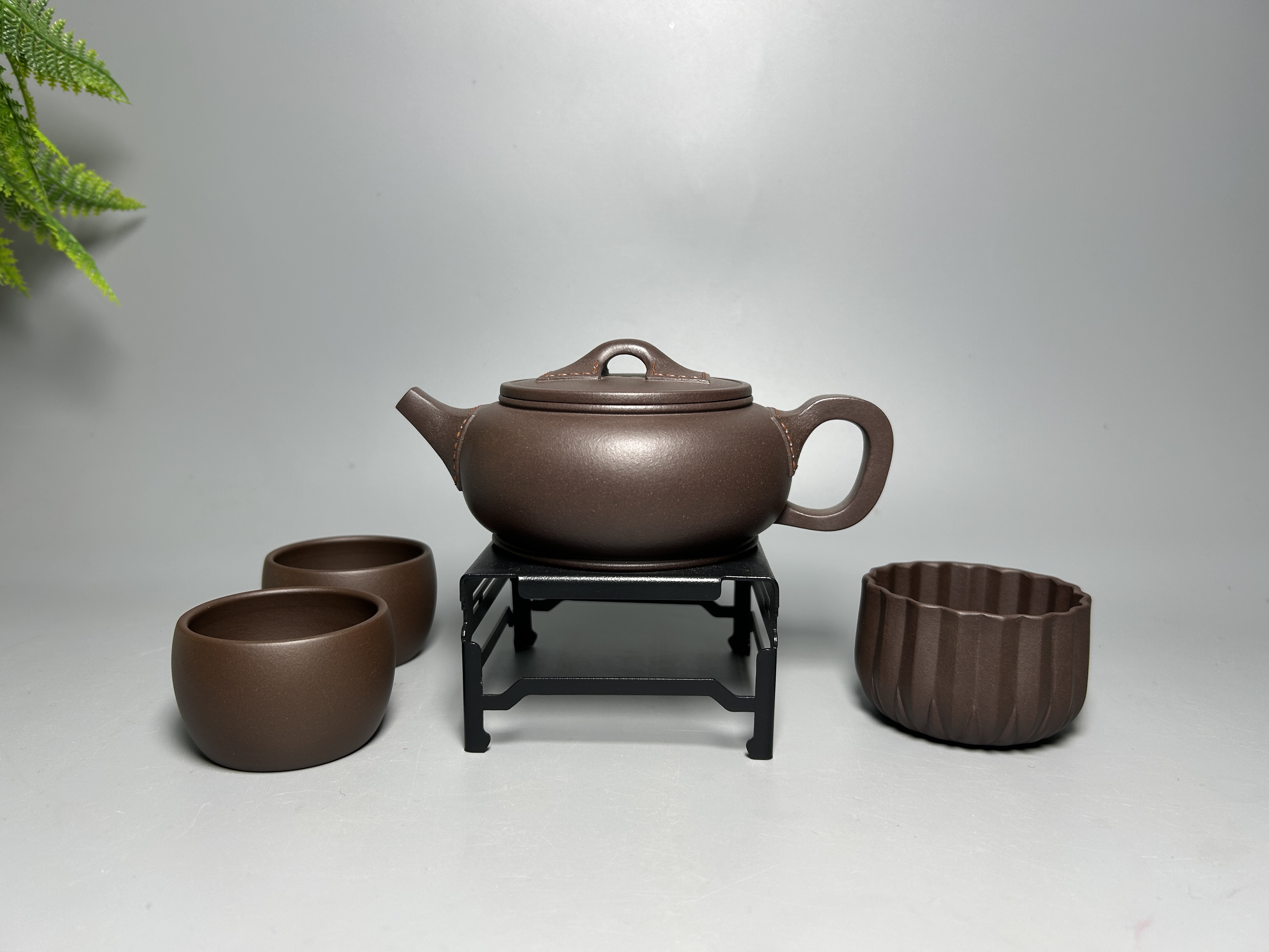 Leather-Textured Shipiao Teapot - 300CC Yixing Zini (Purple Clay), Handcrafted Traditional Kung Fu Tea Pot