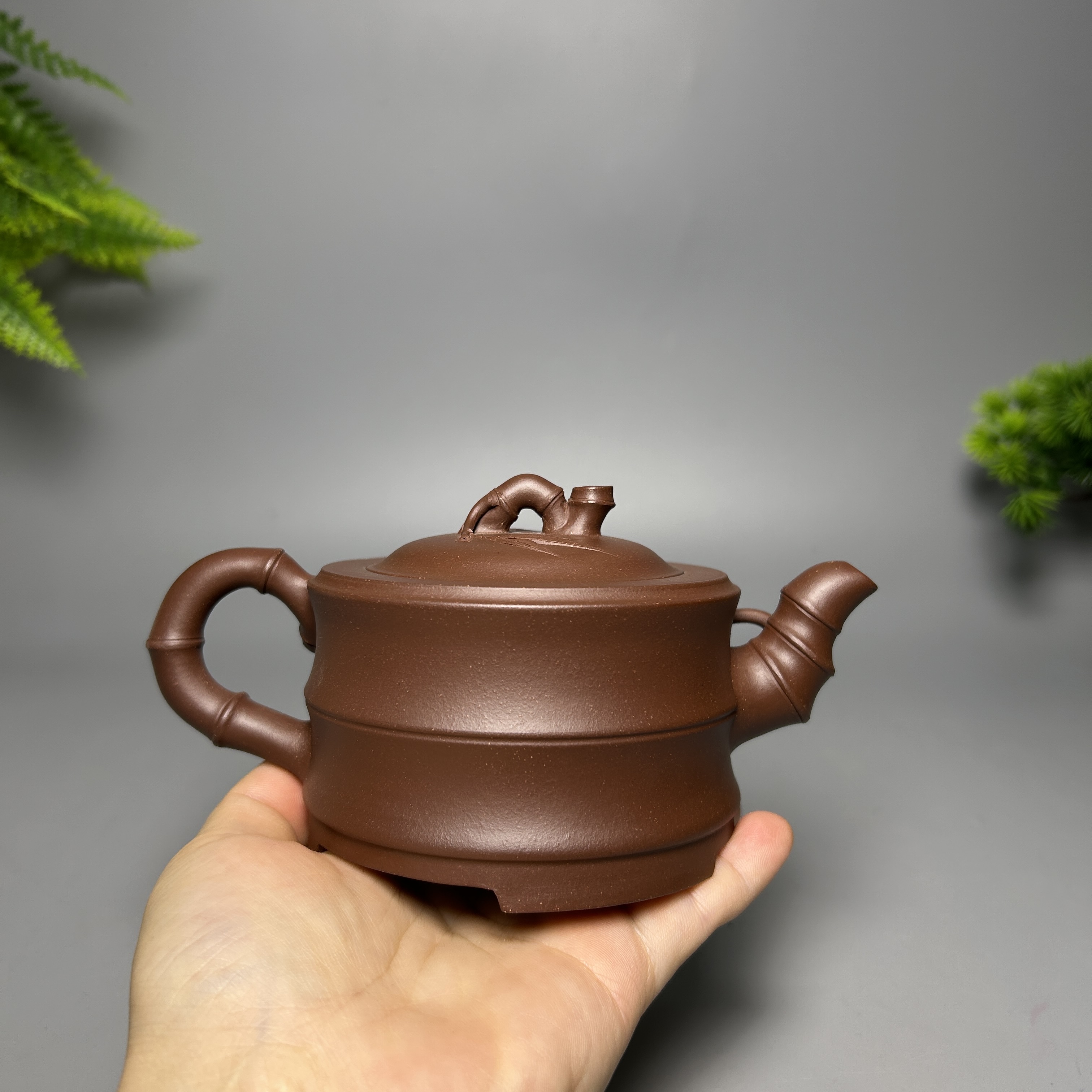Bamboo Section Teapot - 200CC Yixing Ziqie Clay, Handcrafted Floral-Style Gongfu Tea Pot