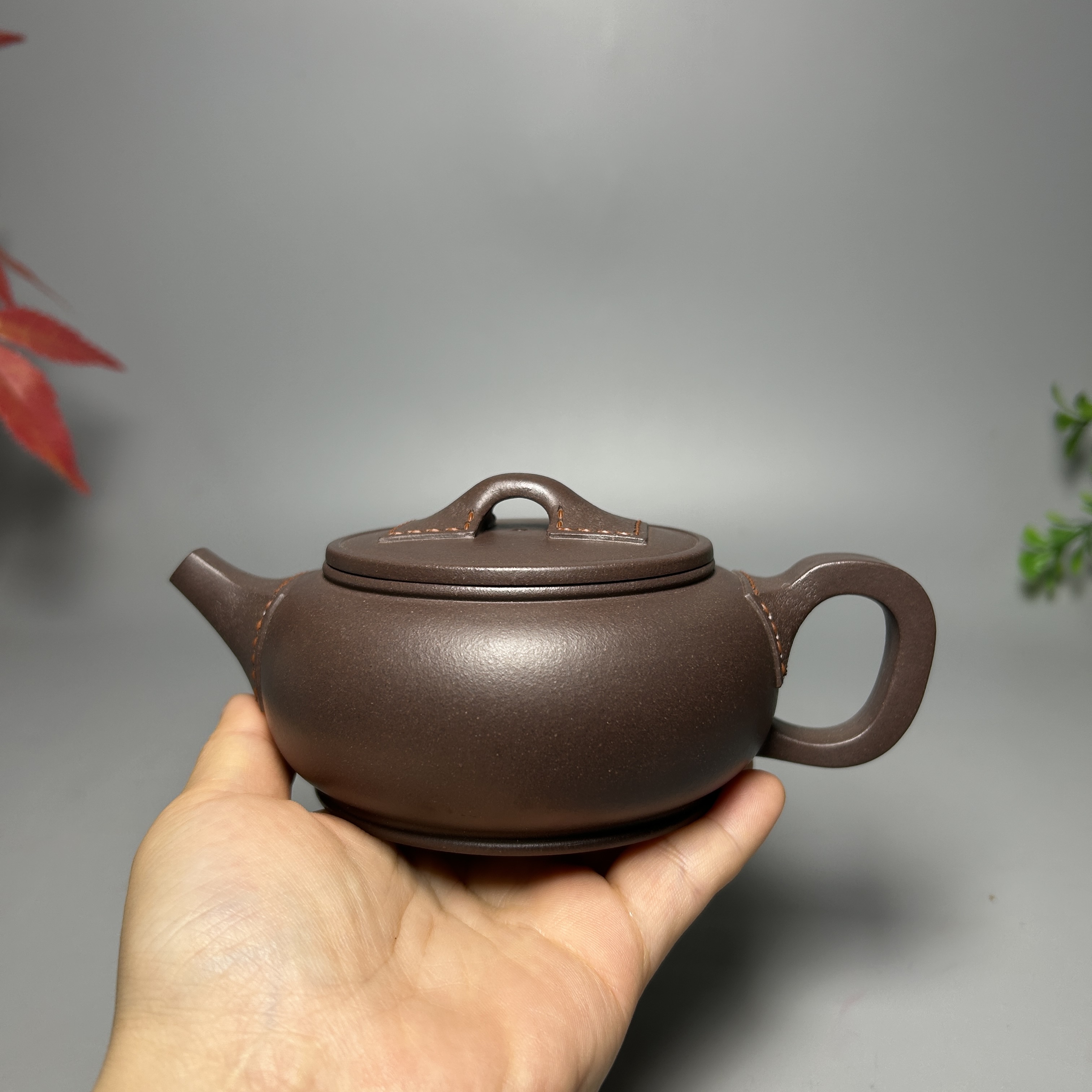 Leather-Textured Shipiao Teapot - 300CC Yixing Zini (Purple Clay), Handcrafted Traditional Kung Fu Tea Pot