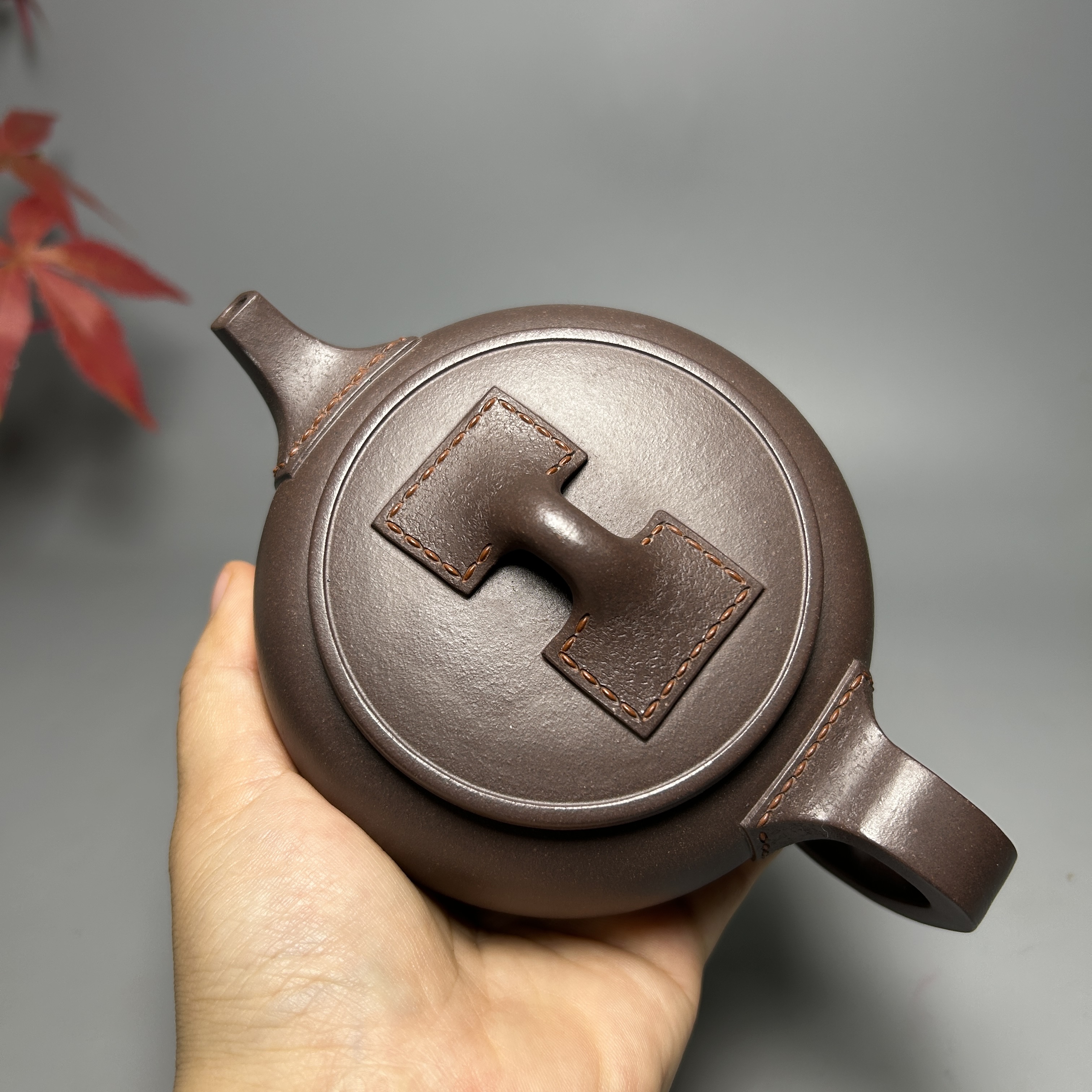 Leather-Textured Shipiao Teapot - 300CC Yixing Zini (Purple Clay), Handcrafted Traditional Kung Fu Tea Pot