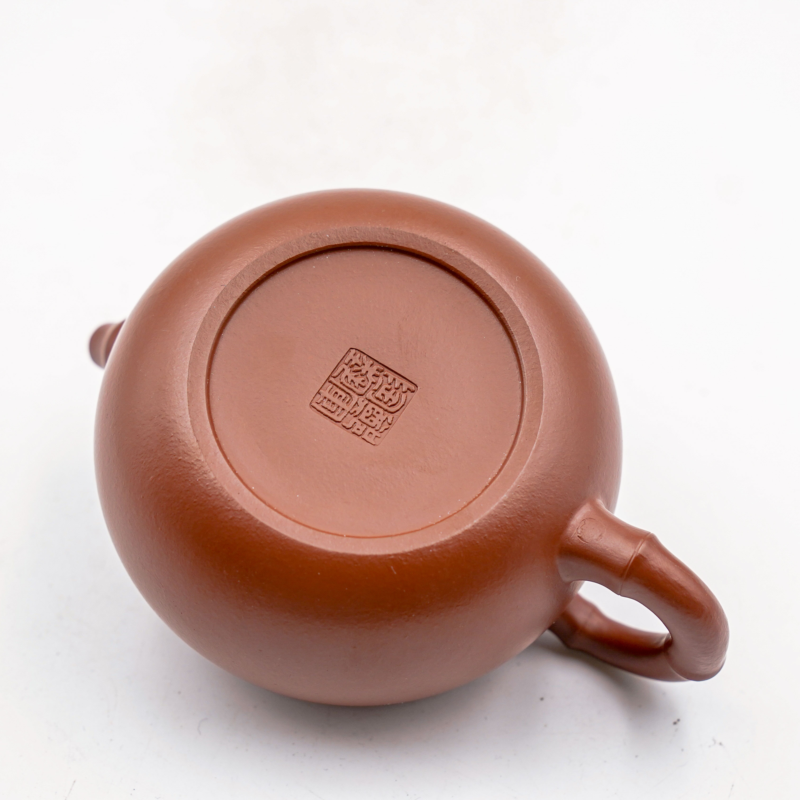 Handcrafted Yixing Zisha Xishi Teapot, Red Clay with Bamboo Motif