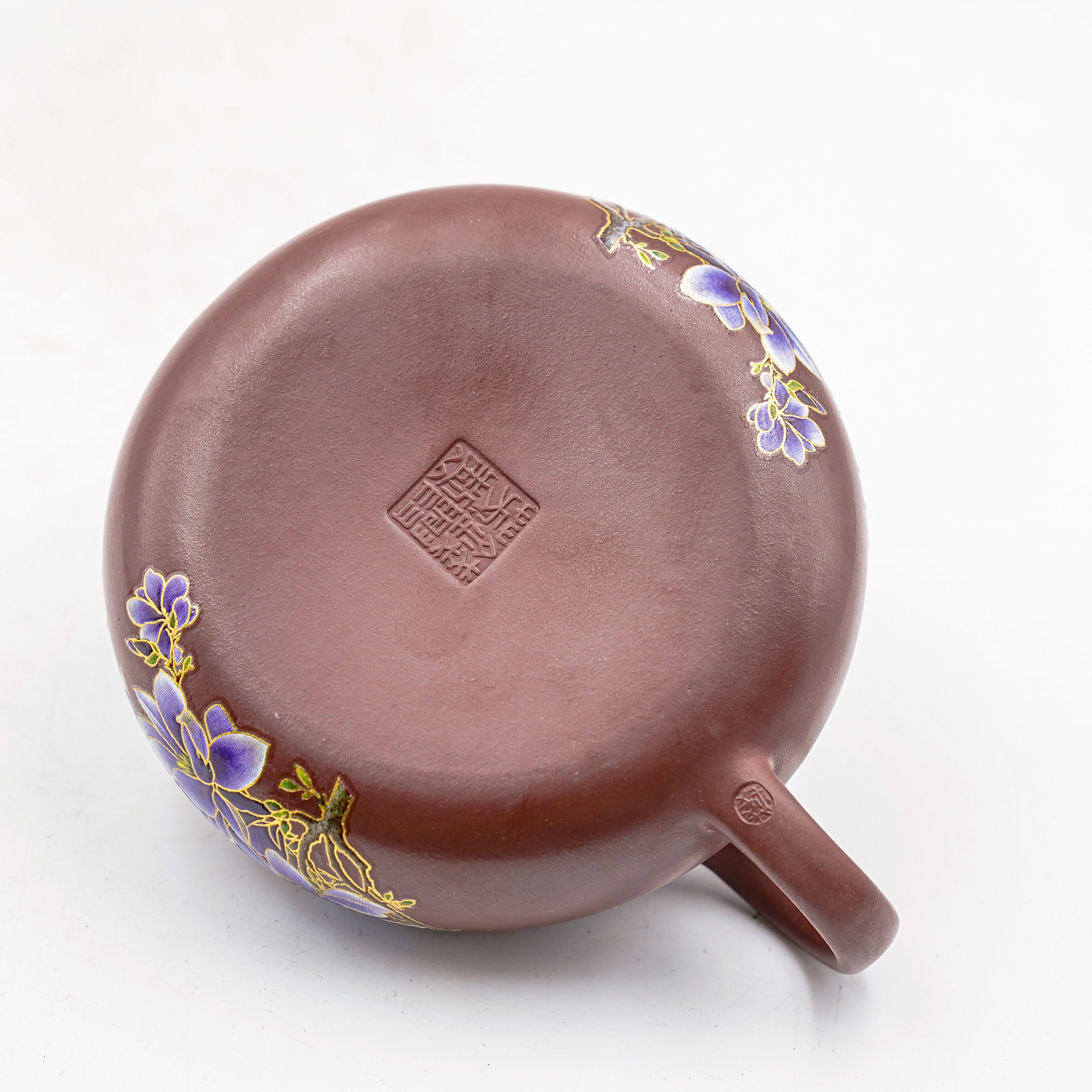 Hand-Painted Blue Floral & Bird Motif Yixing Zisha Teapot (Shi Piao Style)