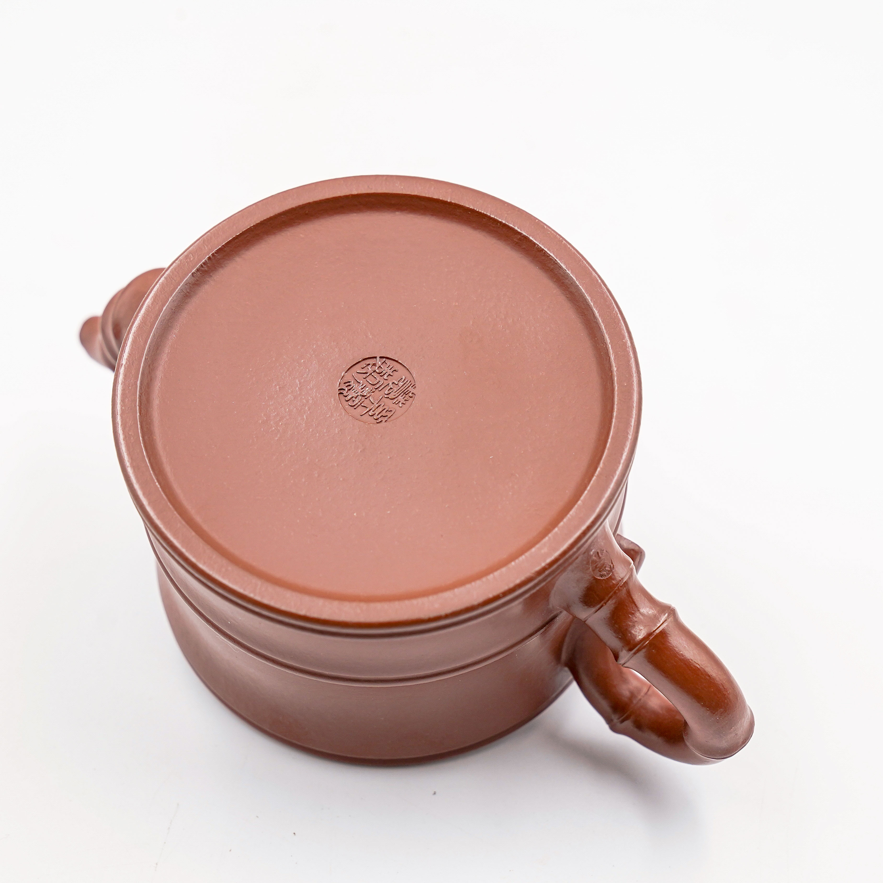 Handcrafted Yixing Zisha Zhuduan Teapot, Red Clay with Bamboo Motif