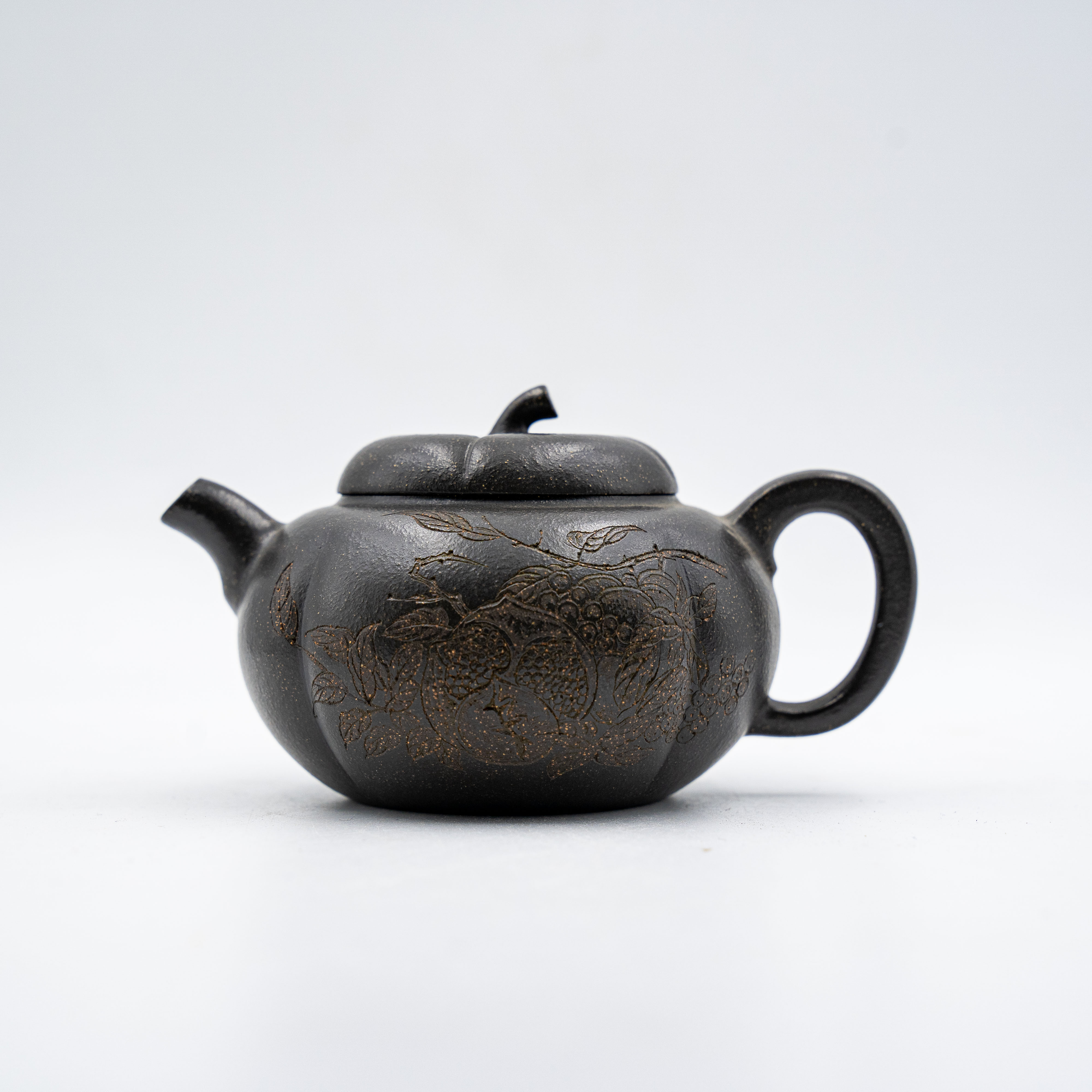 Handcrafted Yixing Zisha Qiegua Teapot, Qingduan Clay with Natural Eggplant Motif