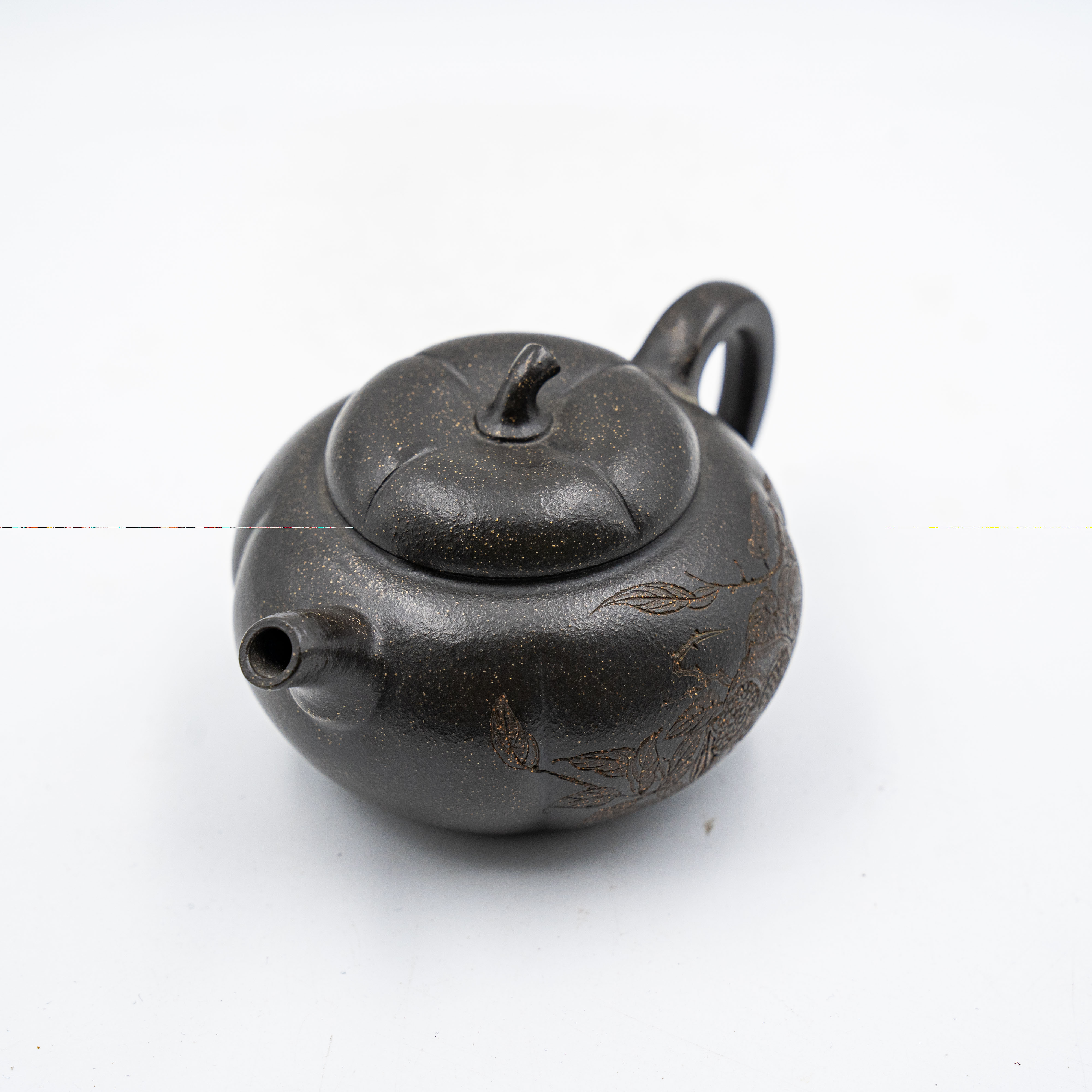 Handcrafted Yixing Zisha Qiegua Teapot, Qingduan Clay with Natural Eggplant Motif