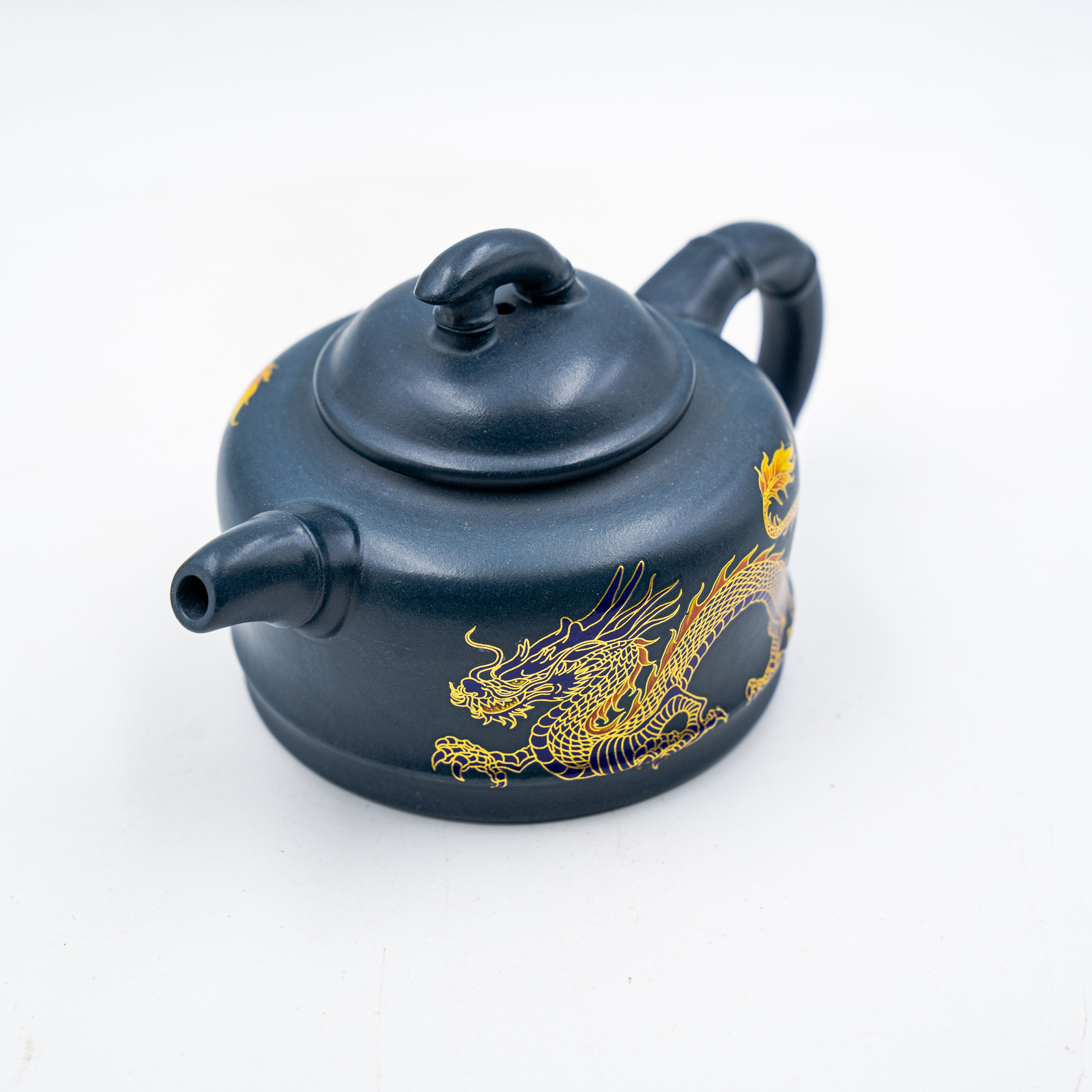 Handcrafted Yixing Zisha Zhujie Teapot with Dragon Motif, Green Clay