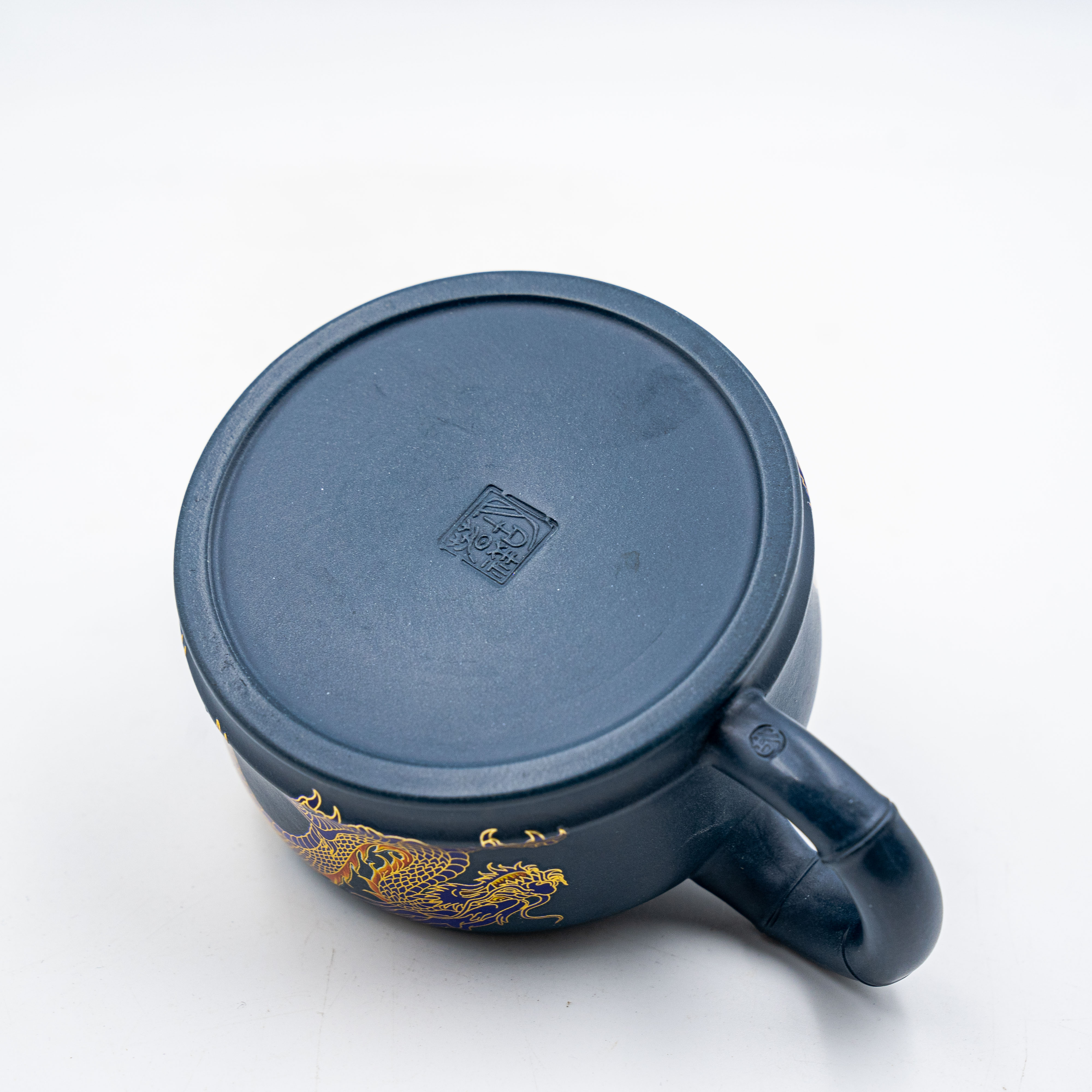 Handcrafted Yixing Zisha Zhujie Teapot with Dragon Motif, Green Clay