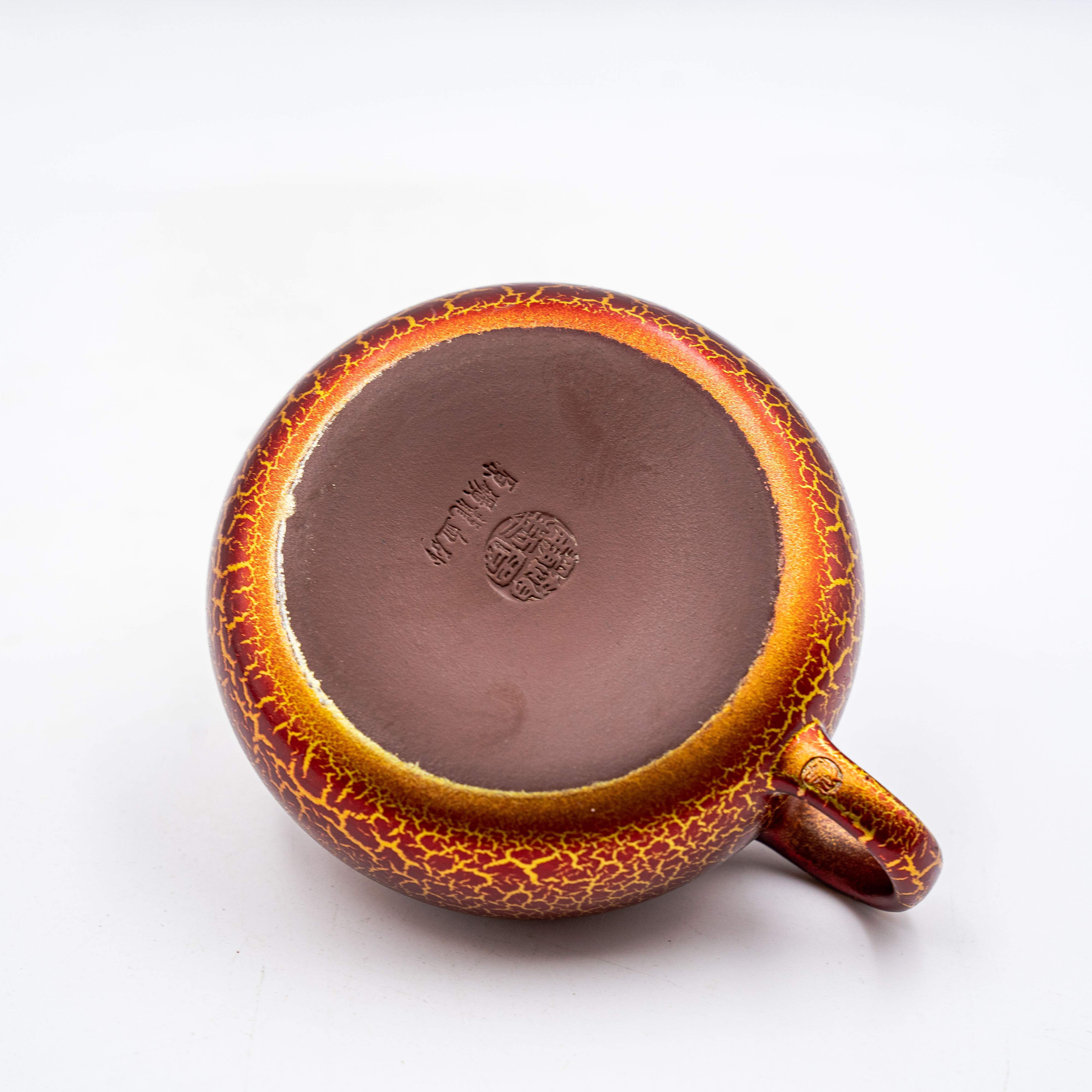 Handcrafted Yixing Zisha Hanjiang Teapot, Golden Bead Fired Finish