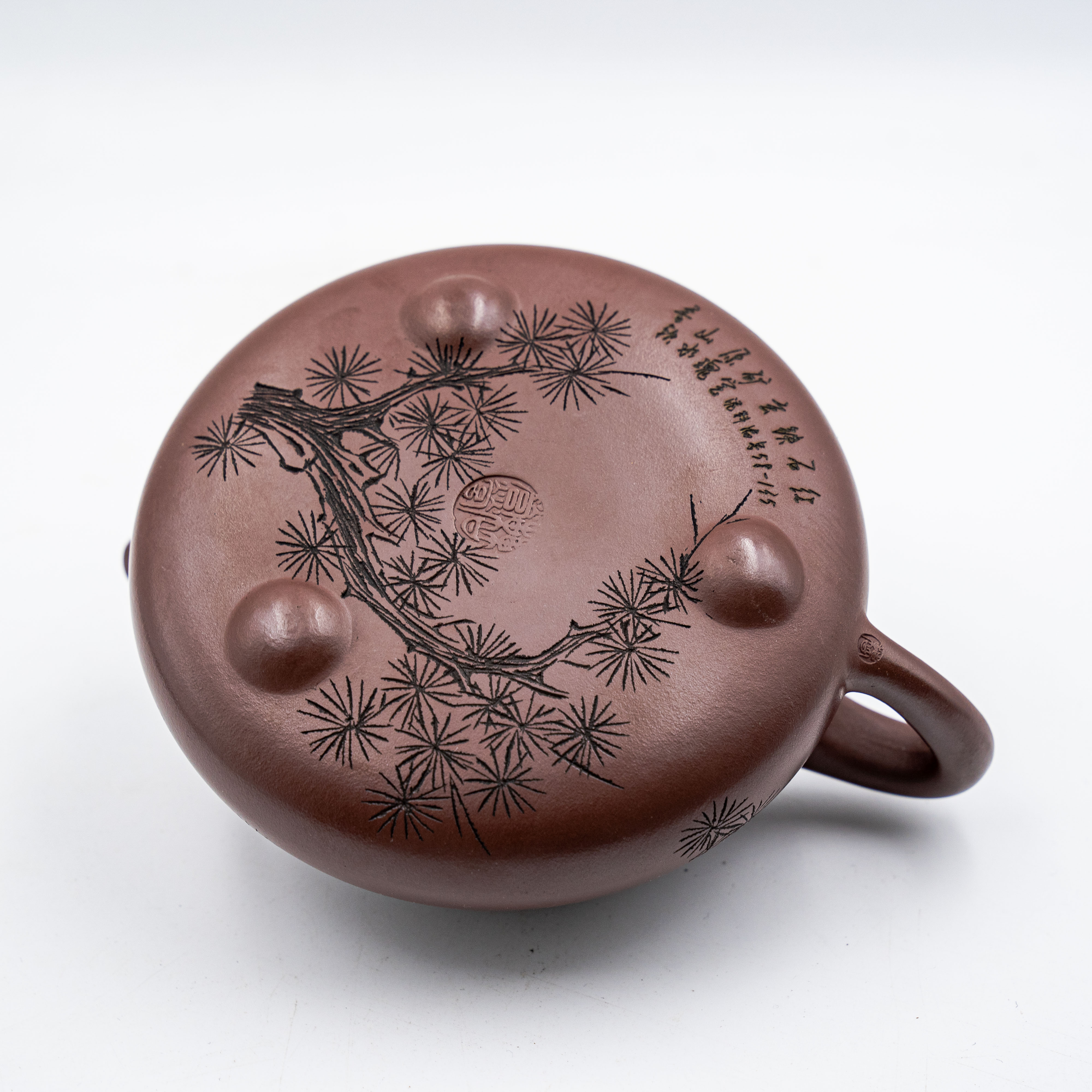 Handcrafted Yixing Zisha Jingzhou Shipiao Teapot, Squirrel Motif Carving
