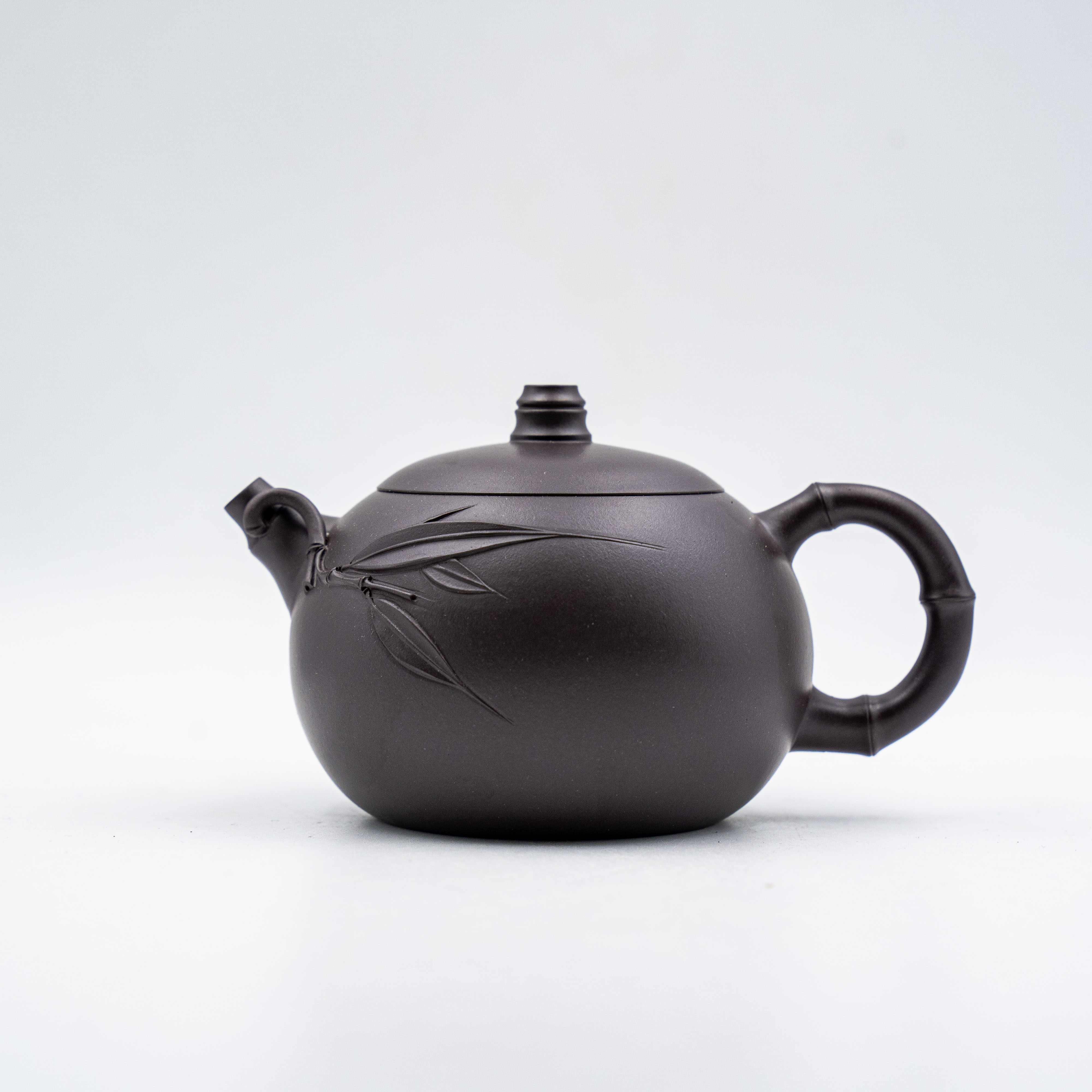 Handcrafted Yixing Zisha Xishi Teapot, Zini Clay with Bamboo Motif