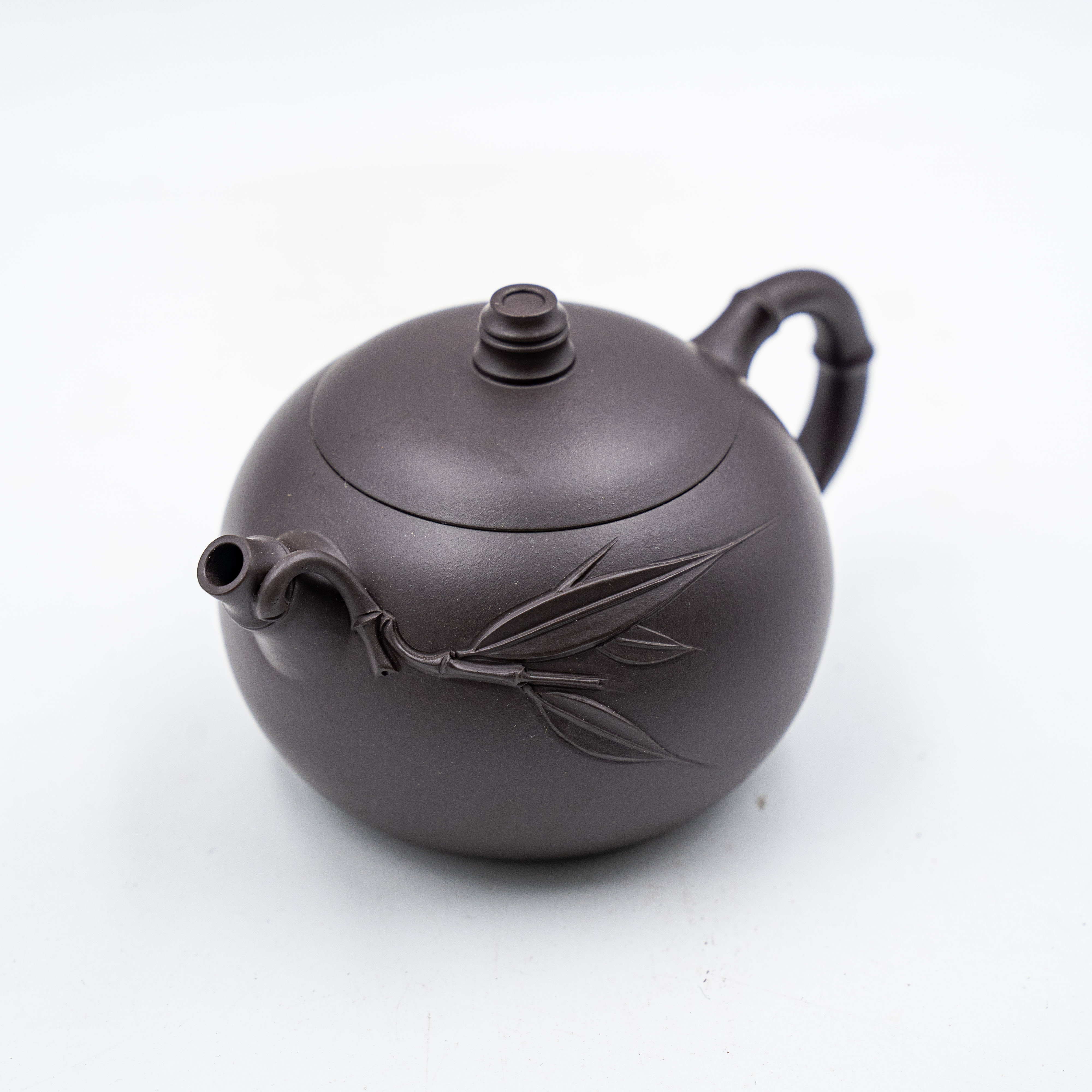 Handcrafted Yixing Zisha Xishi Teapot, Zini Clay with Bamboo Motif